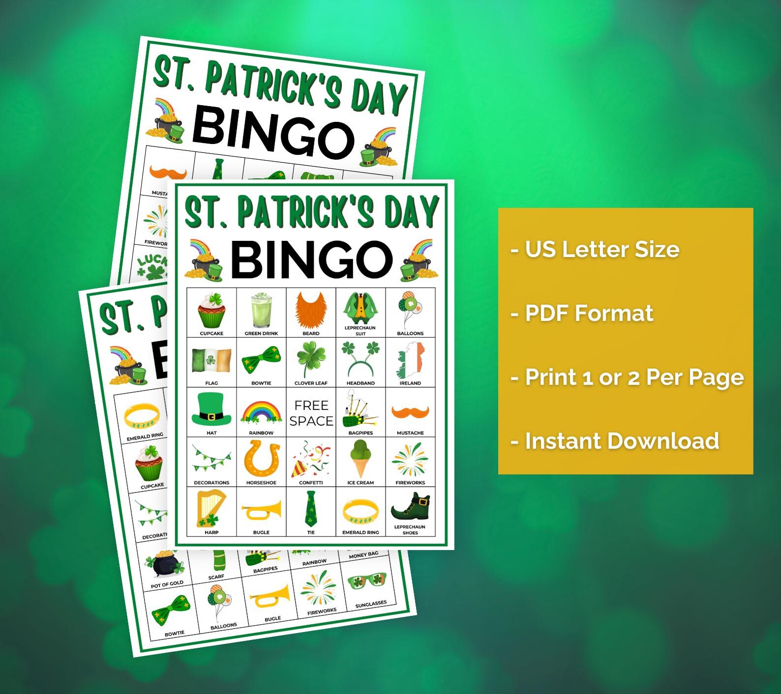50 St. Patricks Day Bingo Cards Game, St. Patrick's Day Bingo, St.paddy ...