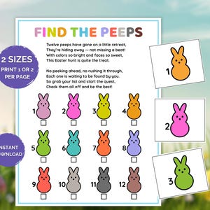 Peeps Easter Scavenger Hunt, Printable Peeps Easter Hunt, Easter Hunt Game for Kids, Peeps Easter Hunt Game, Easter Treasure Hunt