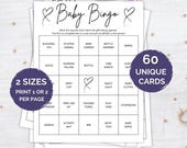 60 Baby Shower Bingo Cards, Baby Gift Bingo Cards, Baby Shower Activity, Minimalist Baby Bingo Printable, Prefilled Baby Shower Bingo Cards