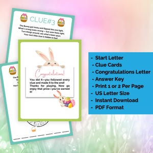 Easter Scavenger Hunt, Indoor Easter Treasure Hunt, Printable Easter Egg Hunt, Easter Game for older Kids, Kids Easter Escape Room Puzzles image 10