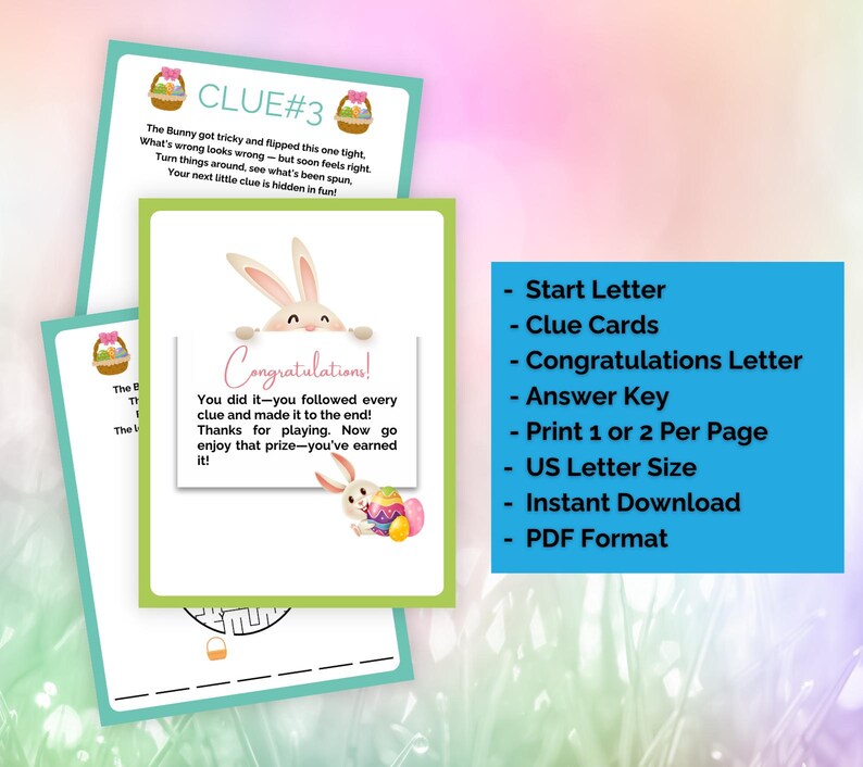 Easter Scavenger Hunt, Indoor Easter Treasure Hunt, Printable Easter Egg Hunt, Easter Game for older Kids, Kids Easter Escape Room Puzzles image 10