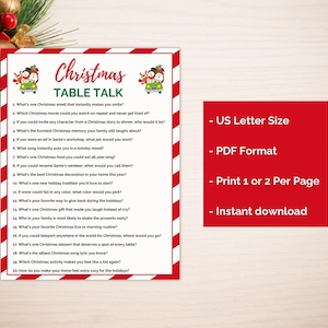 Christmas Table Talk, Family Game, Printable Xmas Game, Holiday ...