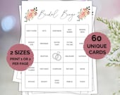 60 Bridal Bingo Cards, Bridal Shower Bingo Cards, Bridal Shower Activity, Wedding Bingo Cards Printable, Couples Game, Wedding Bingo Cards