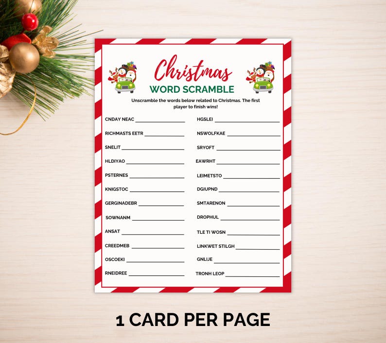 Christmas Word Scramble, Family Game, Printable Christmas Game, Christmas Party Game, Christmas Word Game, Holiday Word Scramble, Xmas Games image 2