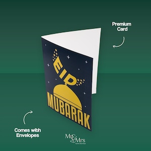 Luxury Black Eid Greeting Card (5 Pack with Envelopes) – Premium Silk Cardstock, A6 Size