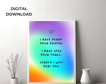 Bible Verse Printable Digital Download Printable Wall Art Christian Bible Verses Art Print Digital Bible Scriptures Quotes Art ll Kings 20:5
