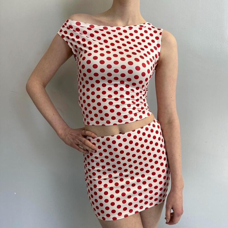 Cotton Polka Dot stretchy tank top s …