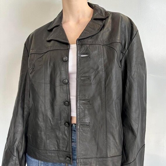 Vintage Western Studded Cropped Leather Jacket L