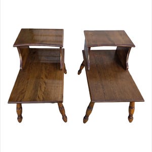 Pair of  vintage MCM maple colonial style end/side tables