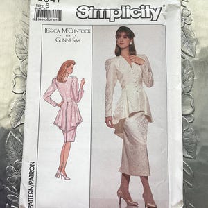Vintage Jessica McClintock for Gunne Sax Sewing Pattern Simplicity 8947 Misses 2 Piece Dress Size 6 UNCUT