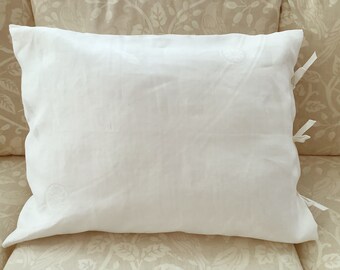 Soft Euro Style Antique Linen Damask Pillow Cover Pair With Ties Standard and Boudoir Sizes Available Washable!