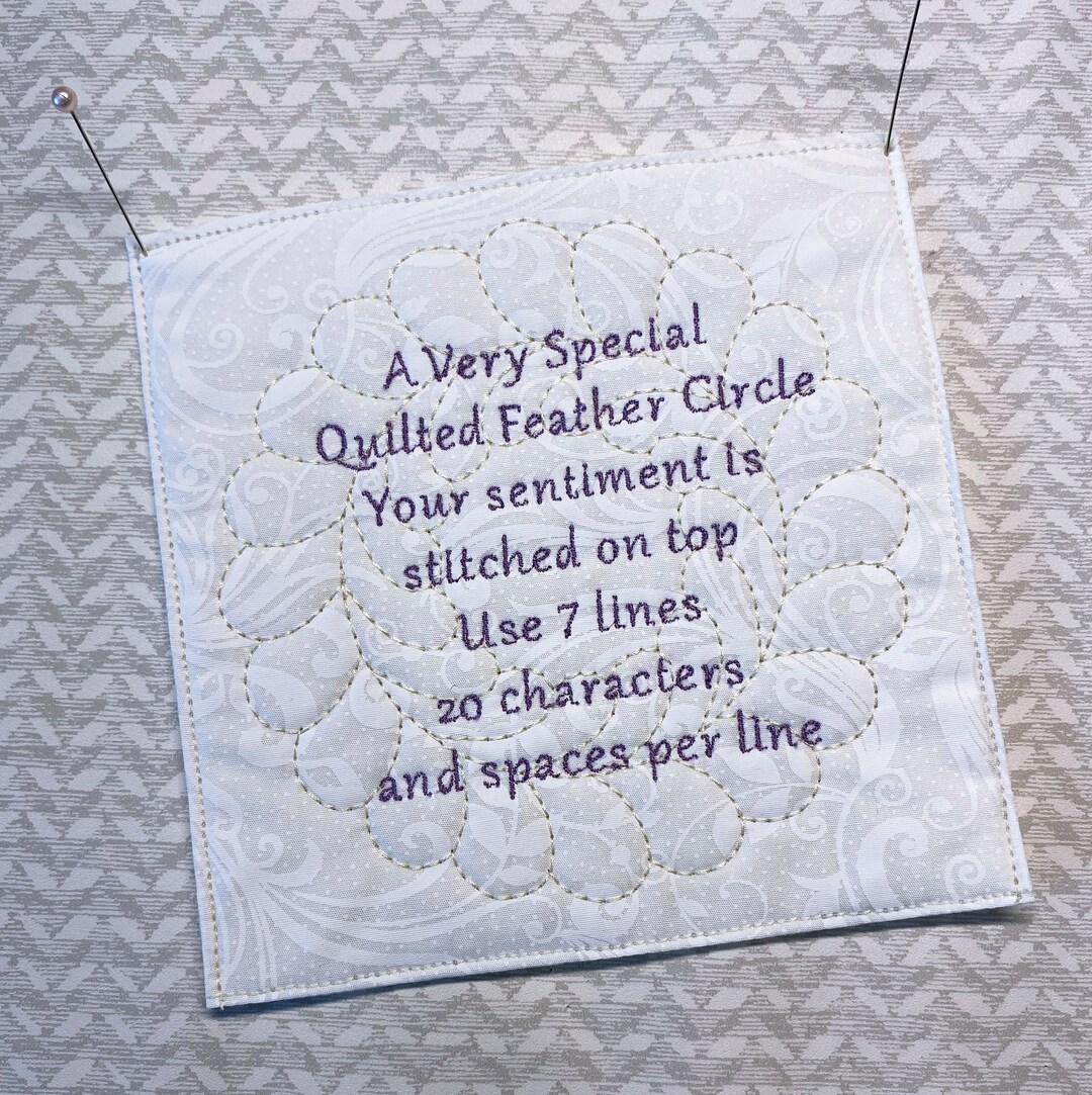 Custom Embroidered Quilt Label: Feather Circle Design - Etsy