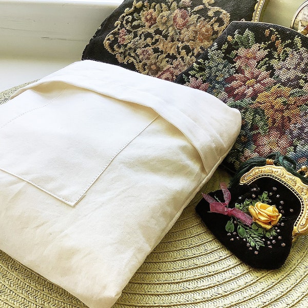 Archival Quality Handbag Purse Storage Bags Handmade Cotton Designed For SAFE Long Term Storage of Your Antique Vintage Or Evening Bag