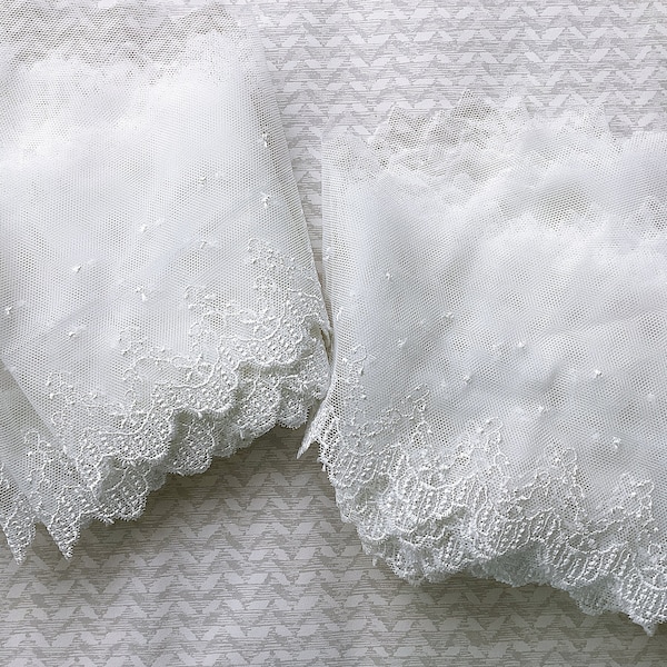 Vintage "Reclaimed" Lace 9 Yards White 4.5" Wide Flat Edged Style CLEAN Perfect for Heirloom Sewing Shabby Chic