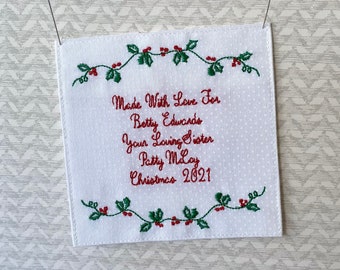 Custom Designed Quilt Label CHRISTMAS Border Personalized- I Design/ YOU Stitch  On Your Embroidery Machine