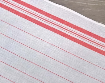 Vintage Red Stripe Linen Toweling 20.5" Wide Made in Europe Limited Stock NOS Sold By The Piece