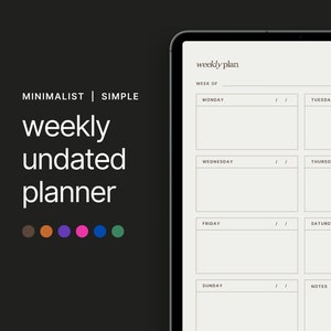 Minimalist Weekly Planner: Undated Digital Layout (PDF)