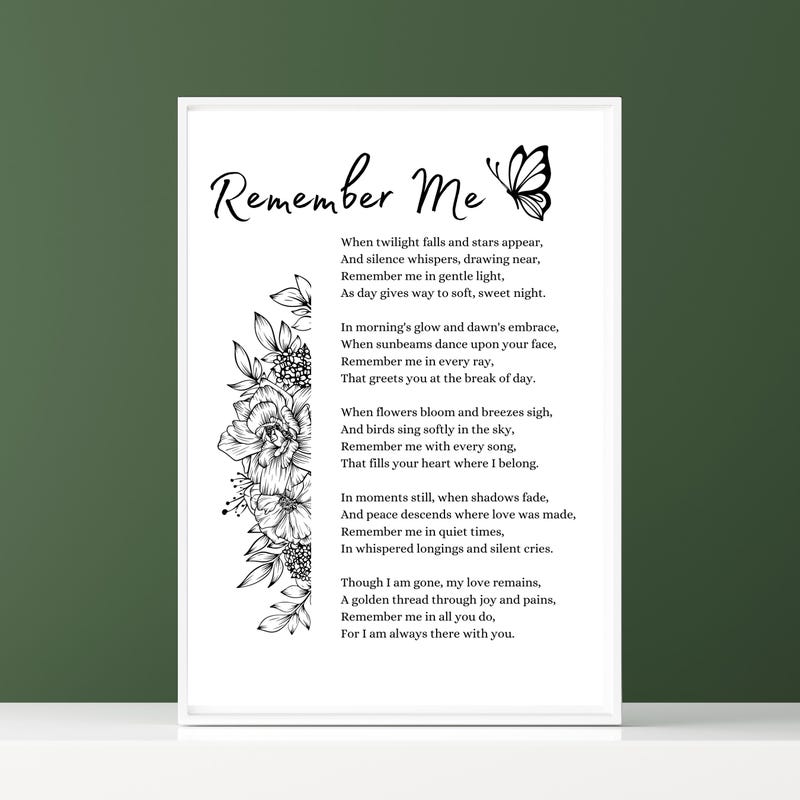 Remember Me Poem Etsy Remember Me Poem Etsy