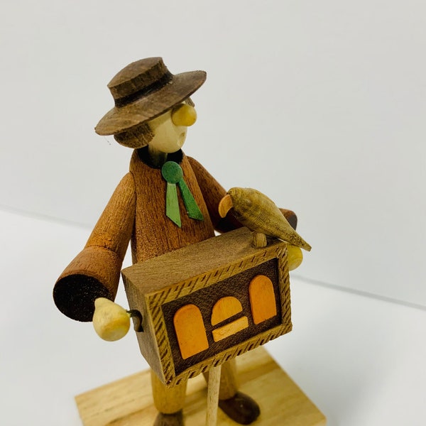 Vintage Wooden Organ Grinder with Parrot  Made in Poland   NOS   Free Shipping