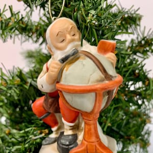 Vintage Dave Grossman Porcelain Norman Rockwell Santa Ornament 1980 Free Shipping