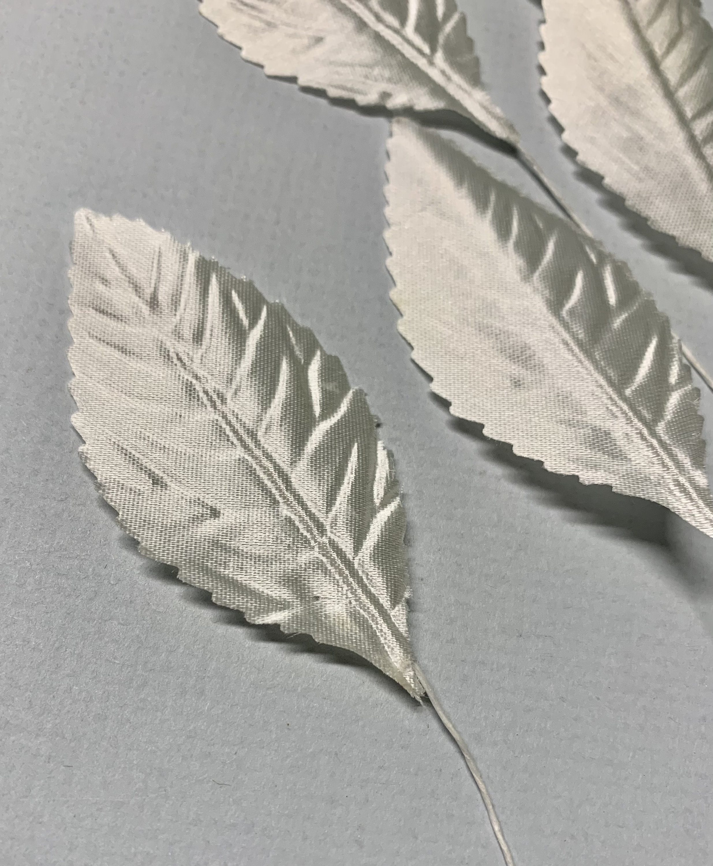 Vintage White Satin Tapered Leaves for Bridal Accessories, Hat and Fascinators, Corsages and more  NOS  6 Leaves  VSL467