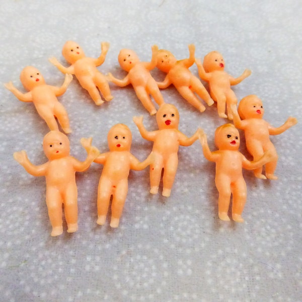 Vintage Mid-Century Plastic Tiny Babies  (10) NOS