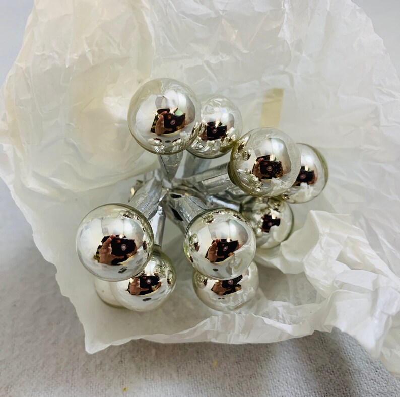 Vintage 15mm Silver Glass Ball Ornament Picks New Old Stock Etsy