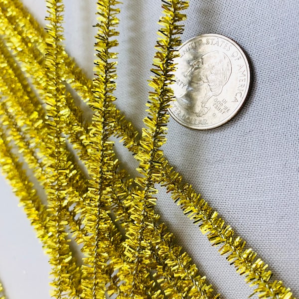 Vintage 6mm Gold Tinsel 12 Inch Stems NOS (12)