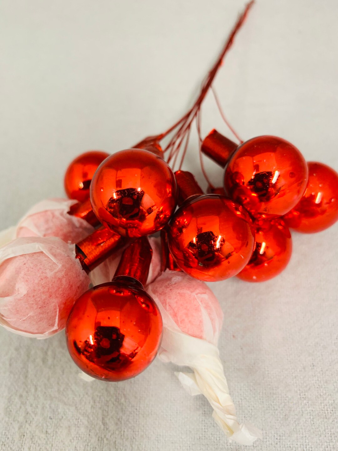 Vintage 20mm Red Glass Ball Ornament Picks New Old Stock From the 1980s Free Shipping Bunch of