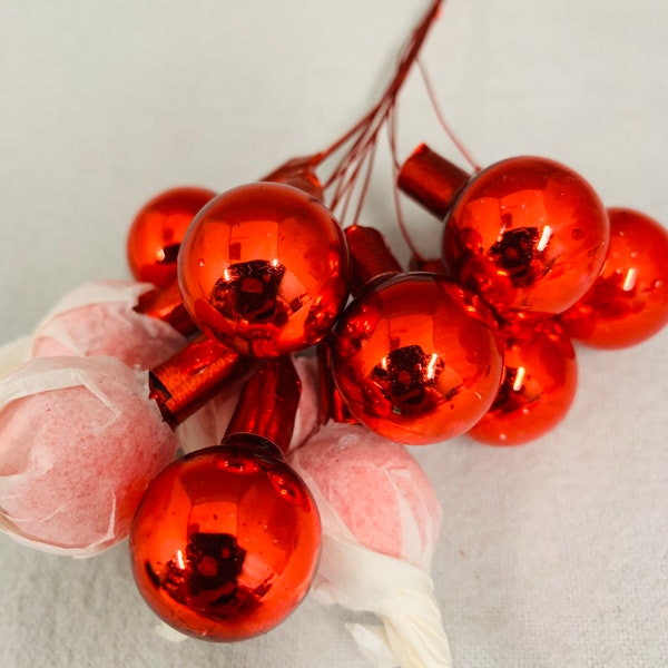 Vintage 20mm Red Glass Ball Ornament Picks New Old Stock from the 1980s  Free Shipping  Bunch of 12