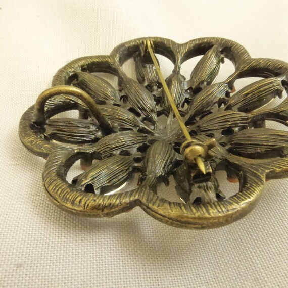 Vintage Large Rhinestone and Faceted Glass Brooch… - image 7