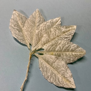 Vintage Mid-Century White Velvet Millinery Leaves  NOS   WVL495