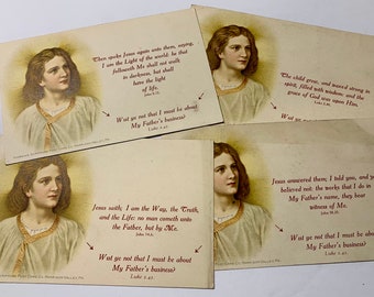 4 Vintage Scripture Postcards Jesus Teachings  Free Shipping