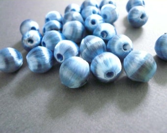 Vintage Blue Grey Silk Wrapped Beads (25)