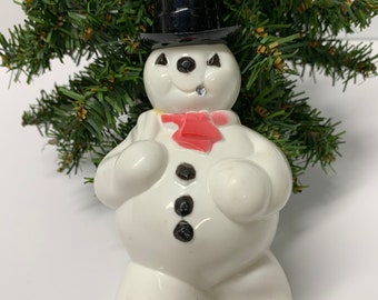 Vintage Mid-Century Rosbro Plastic Snowman Candy Container Missing His Pipe    WPS659   Free Shipping