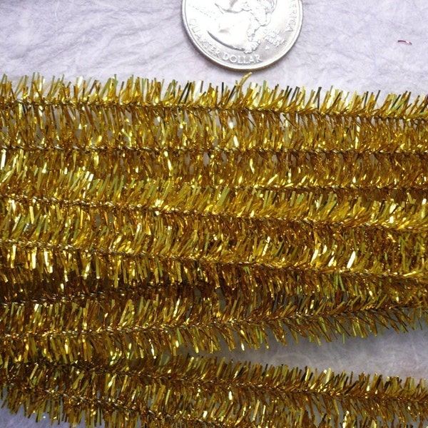 Vintage Gold Tinsel 10mm Stems  NOS (12)
