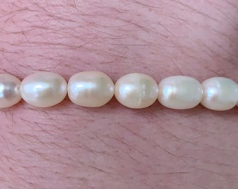 Vintage White Freshwater Cultured Rice Shaped Pearls 5mm by 7mm    FWP3225