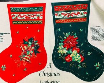 Vintage Christmas Stocking DIY Fabric Panel Made by Wamsutta for Hallmark Cards