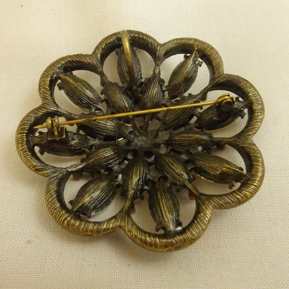 Vintage Large Rhinestone and Faceted Glass Brooch… - image 6