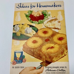 Ideas for Homemakers Pamphlet from Dole Pineapple Home Economist  Patricia Collier Circa 1930s