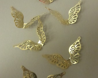 Vintage Brass Up Swept Angel or Fairy Wing Stampings (6)