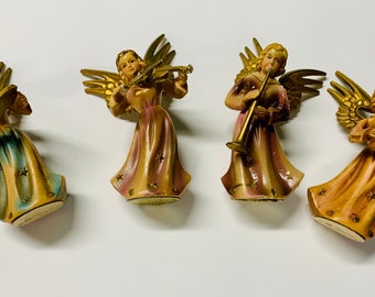 Vintage Art Plastics of British Hong Kong 4 Musical Angels  Free Shipping
