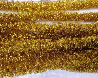 Vintage Mid-Century Gold Curly Tinsel Stems 20mm Wide  New Old Stock
