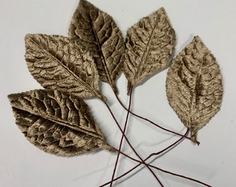 Vintage Brown Velvet Millinery Leaves Mid-Century BVL305  New Old Stock