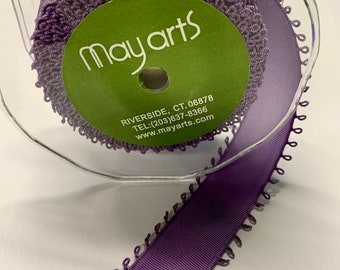 Soft Purple Grosgrain with Picot 1 3/8 Inches Wide by May Arts