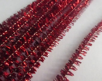 Vintage Red Tinsel 6mm Stems NOS (12)