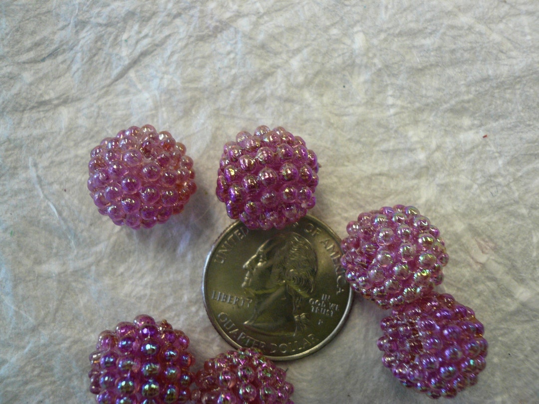 Vintage 15mm Raspberry Beads Plum 6 NOS - Etsy
