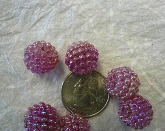 Vintage 15mm  Raspberry Beads Plum (6) NOS