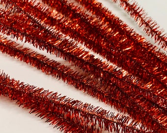 Vintage Red Tinsel 12mm Stems NOS (12)