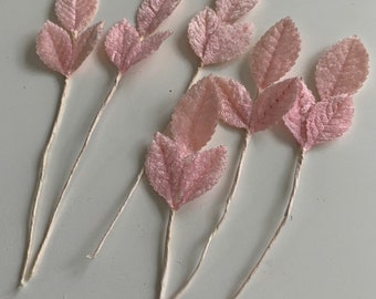 Vintage Pale Pink Mid-Century Velvet Millinery Leaves    New Old Stock   VL541